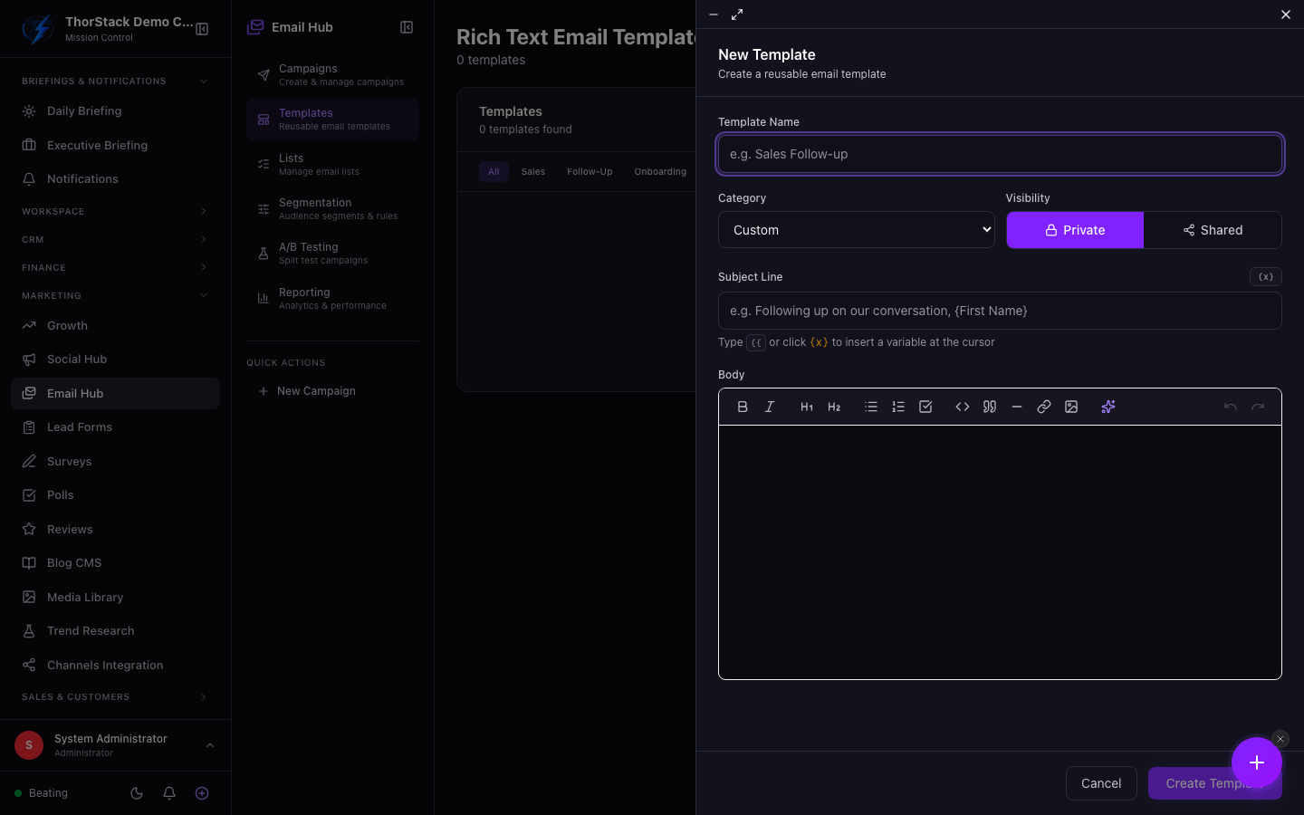 The template editor