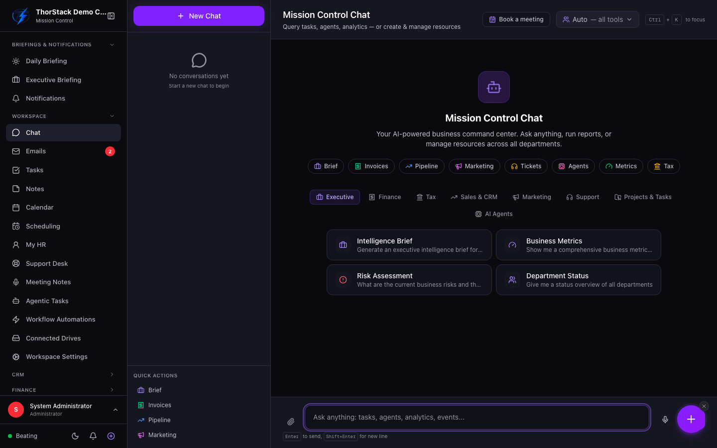 Chat with quick actions
